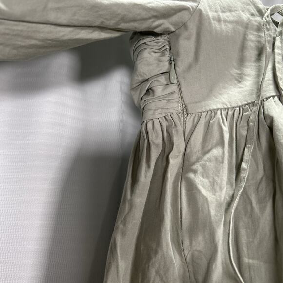 NWT Forever That Girl Sage Green Ruched Puff Sleeve Babydoll Mini Dress Medium - Picture 6 of 13